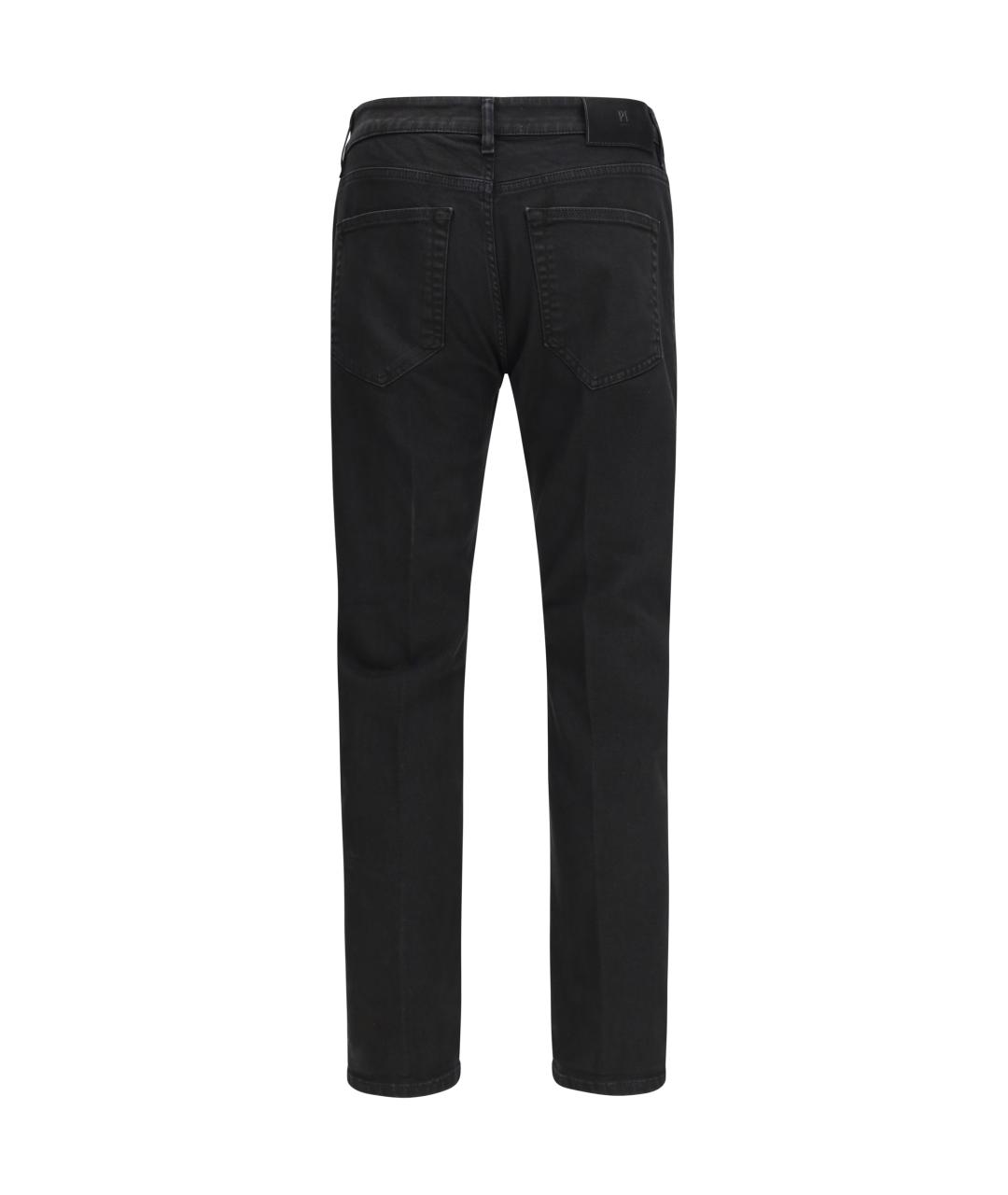 PT TORINO Черные хлопко-эластановые прямые джинсы, фото 2