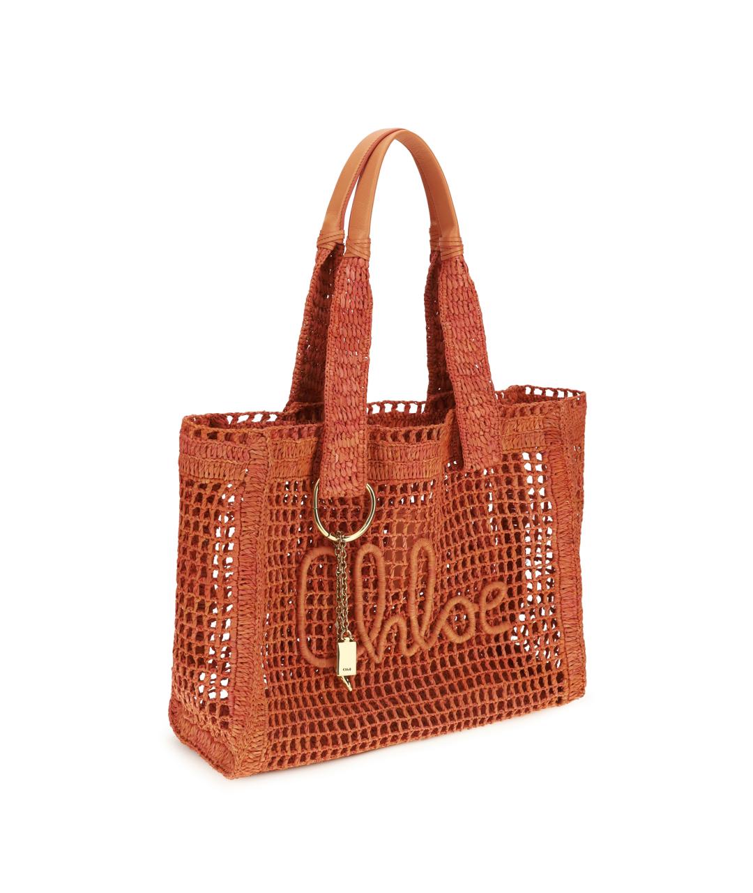 CHLOE Коричневая пелетеная сумка тоут, фото 2