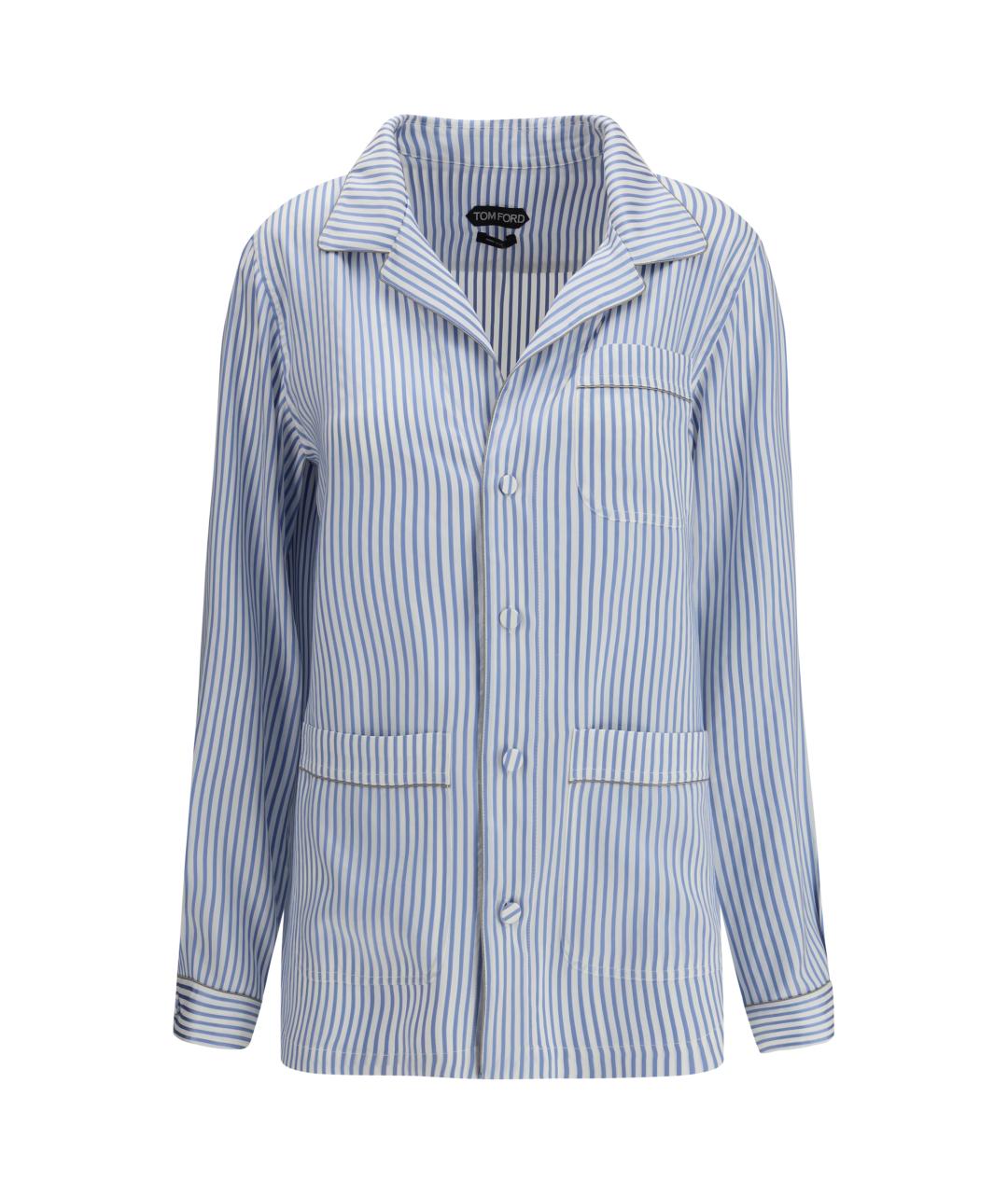 TOM FORD Голубая шелковая рубашка, фото 1
