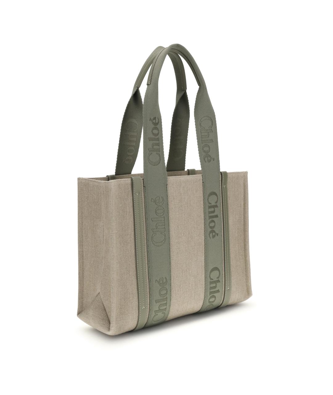 CHLOE Хаки тканевая сумка тоут, фото 3