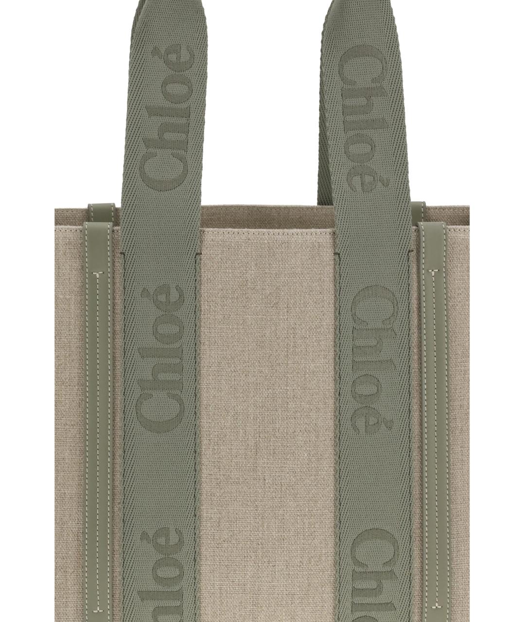 CHLOE Хаки тканевая сумка тоут, фото 4