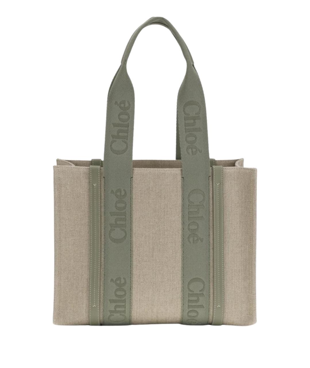 CHLOE Хаки тканевая сумка тоут, фото 1