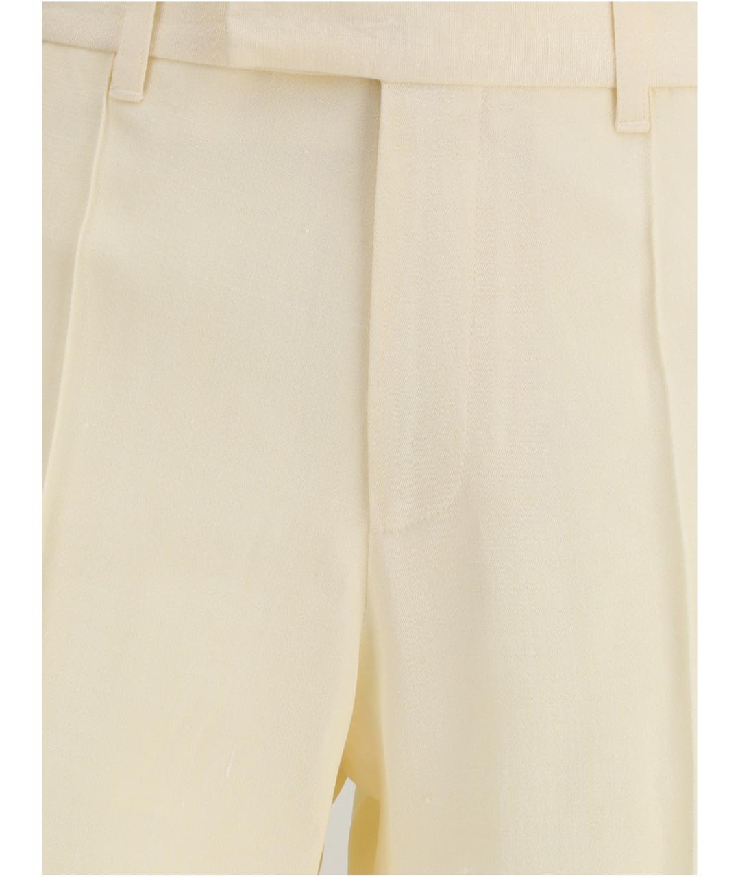 PHOEBE PHILO Бежевые вискозные прямые брюки, фото 3