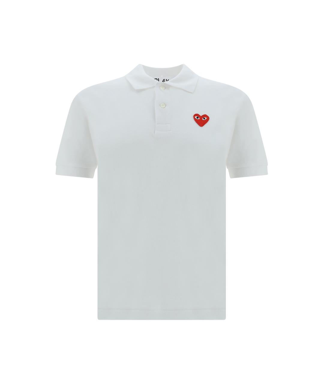 COMME DES GARÇONS PLAY Белое хлопковое поло с коротким рукавом, фото 4
