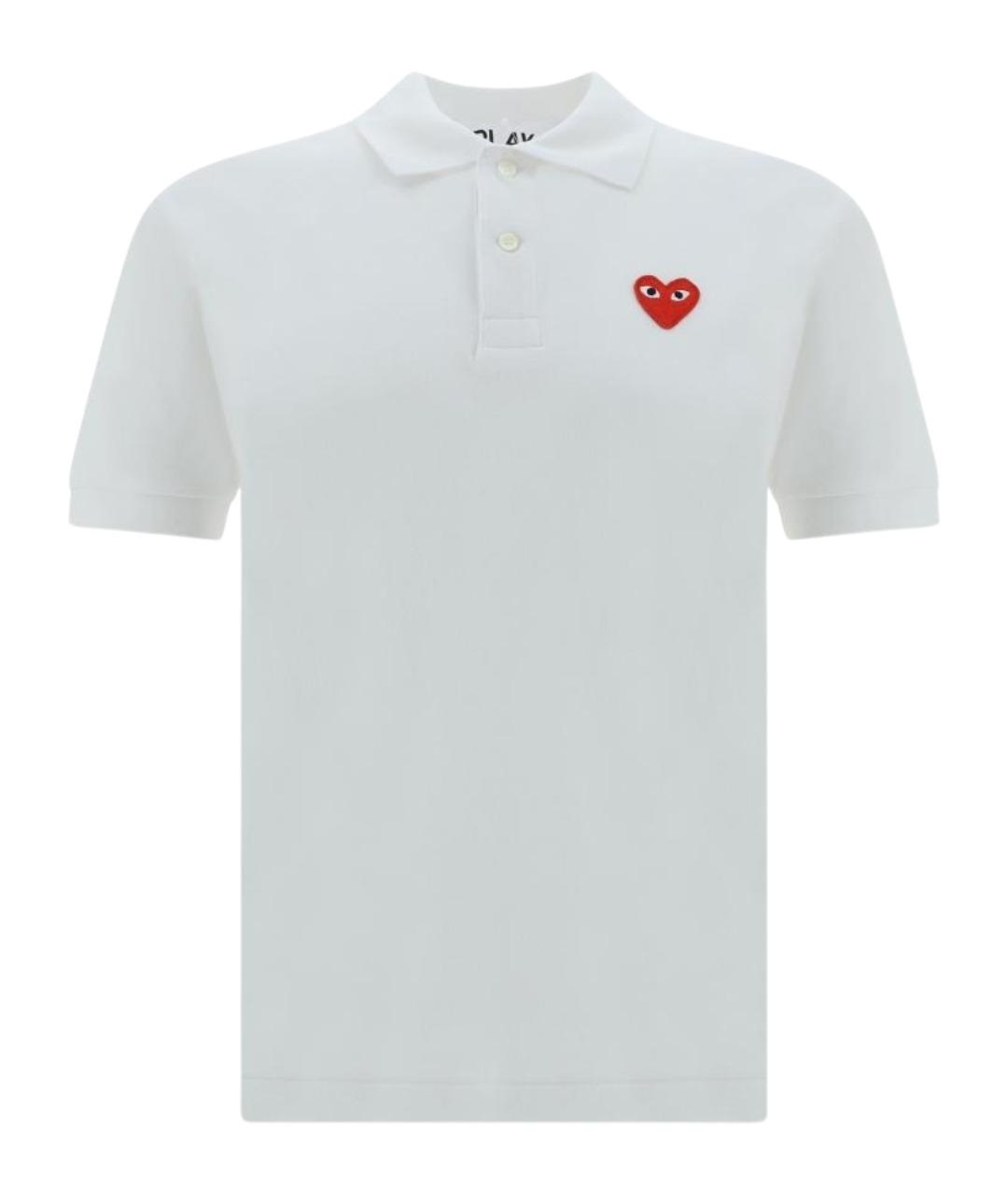 COMME DES GARÇONS PLAY Белое хлопковое поло с коротким рукавом, фото 1