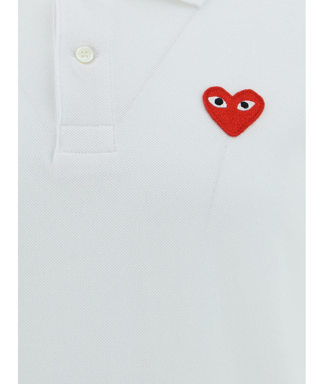 COMME DES GARÇONS PLAY Белое хлопковое поло с коротким рукавом, фото 3