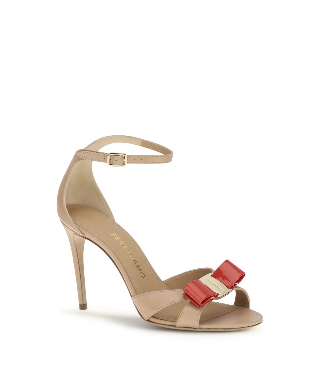 FERRAGAMO Бежевые кожаные босоножки, фото 2