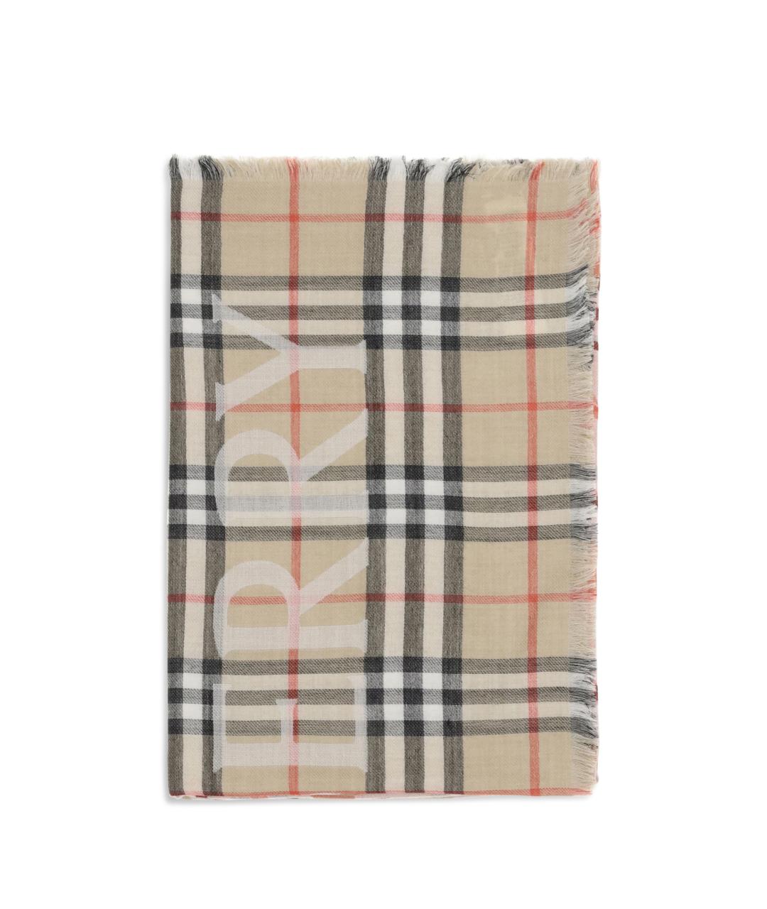 BURBERRY Бежевый шерстяной шарф, фото 1