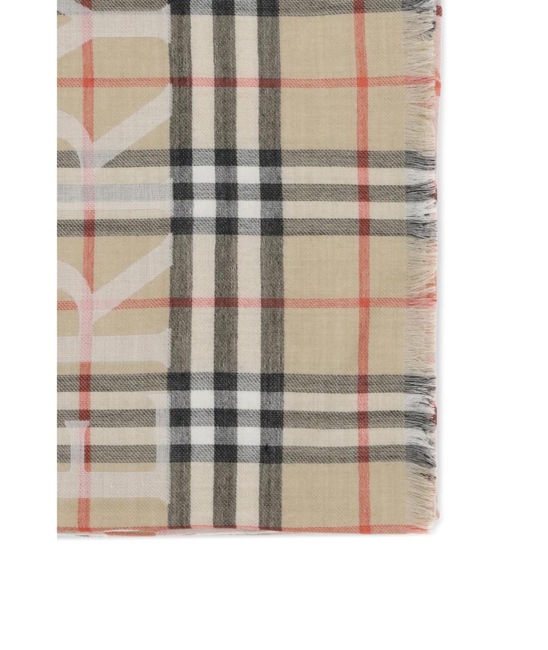 BURBERRY Бежевый шерстяной шарф, фото 3