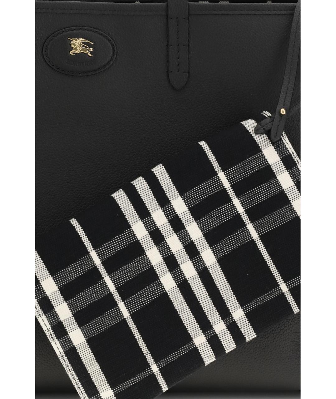 BURBERRY Черная кожаная сумка тоут, фото 4