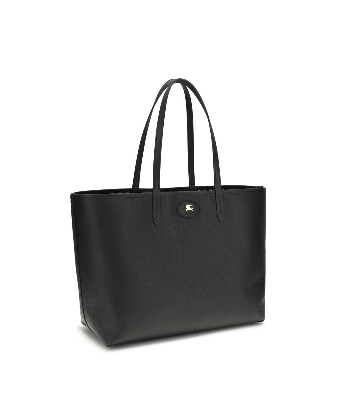 BURBERRY Черная кожаная сумка тоут, фото 2