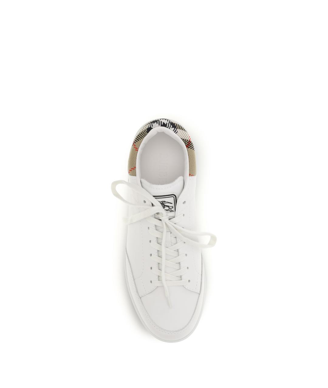 BURBERRY Белые кожаные низкие кроссовки / кеды, фото 4