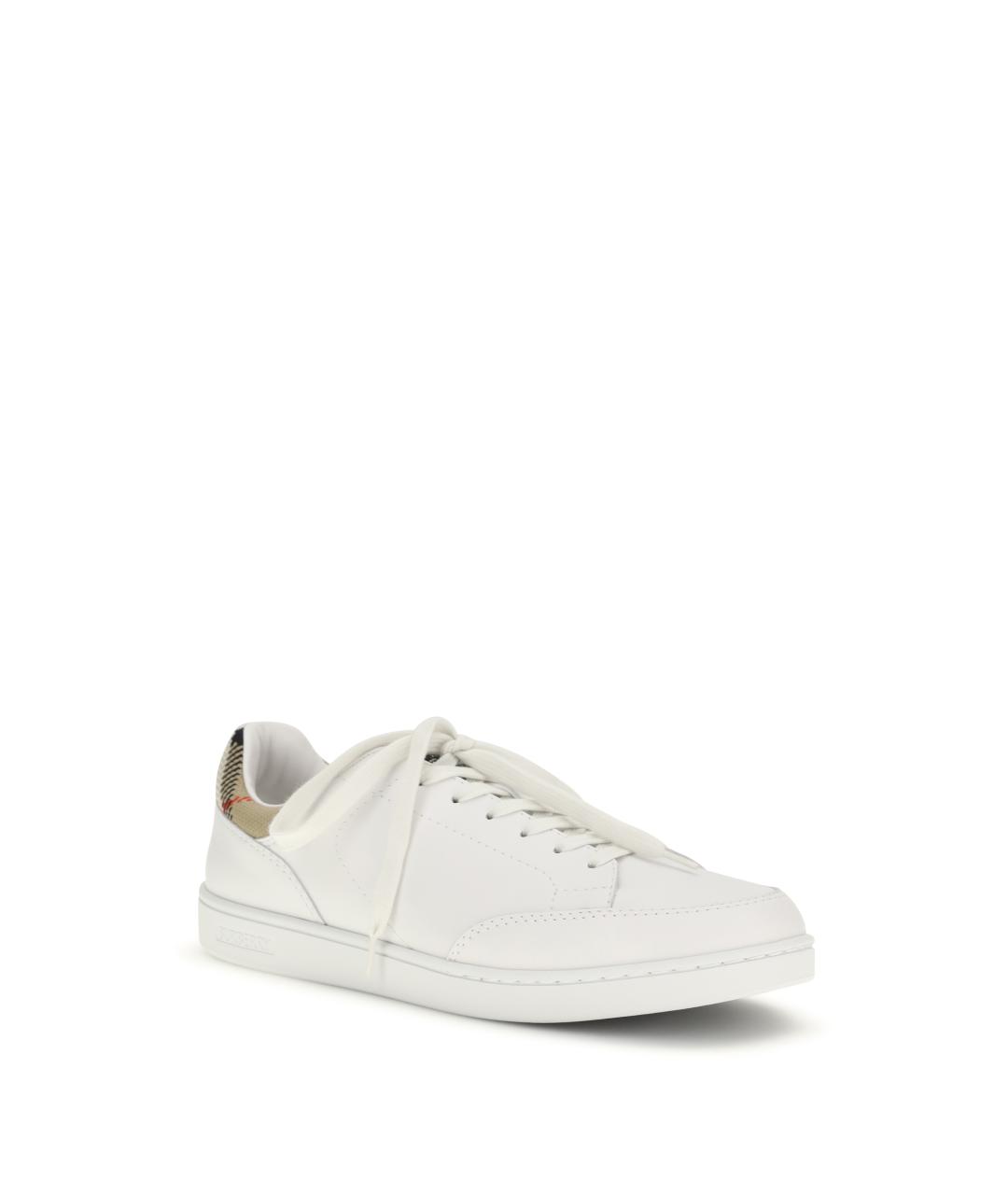 BURBERRY Белые кожаные низкие кроссовки / кеды, фото 2