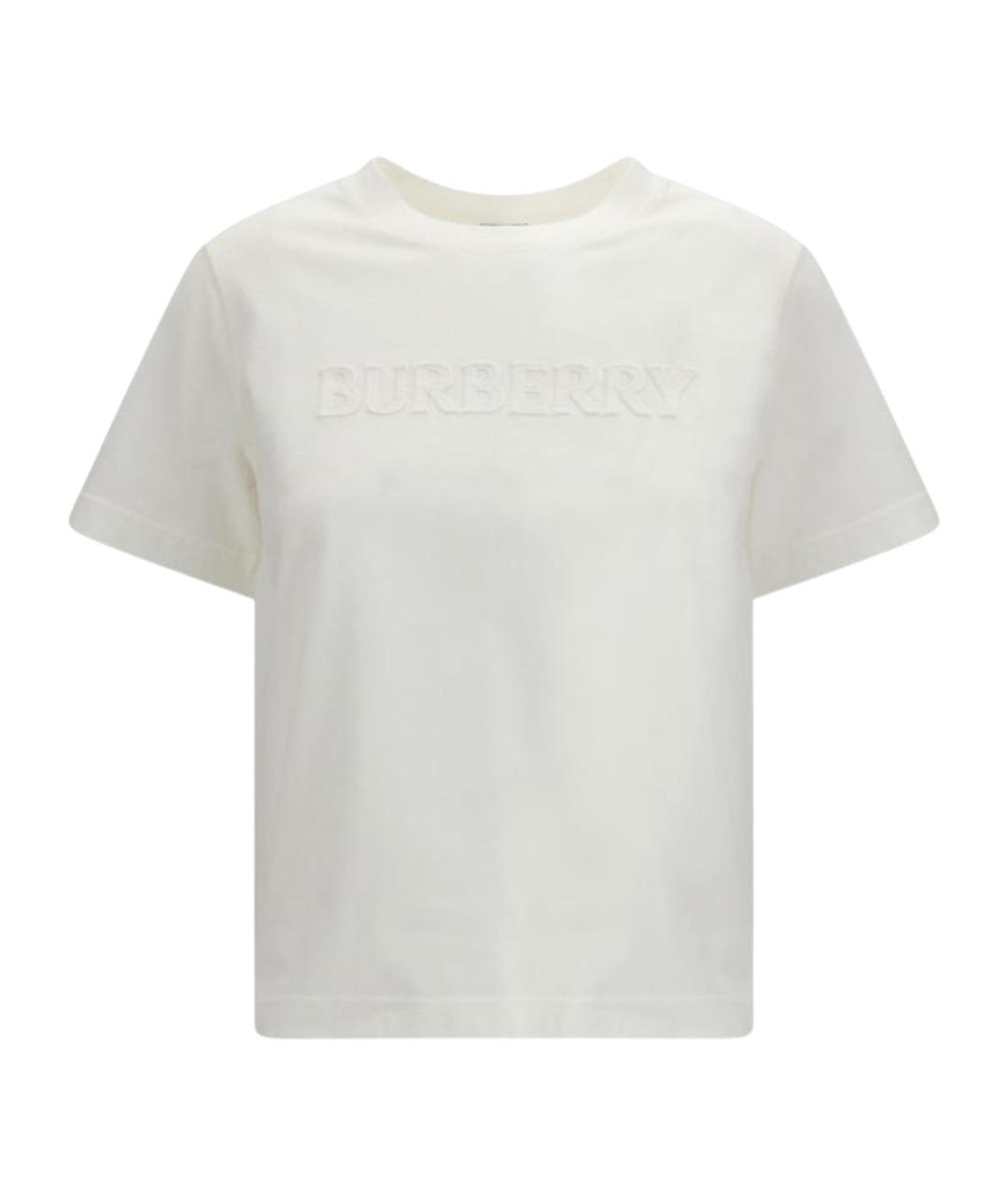 BURBERRY Белая хлопковая футболка, фото 1