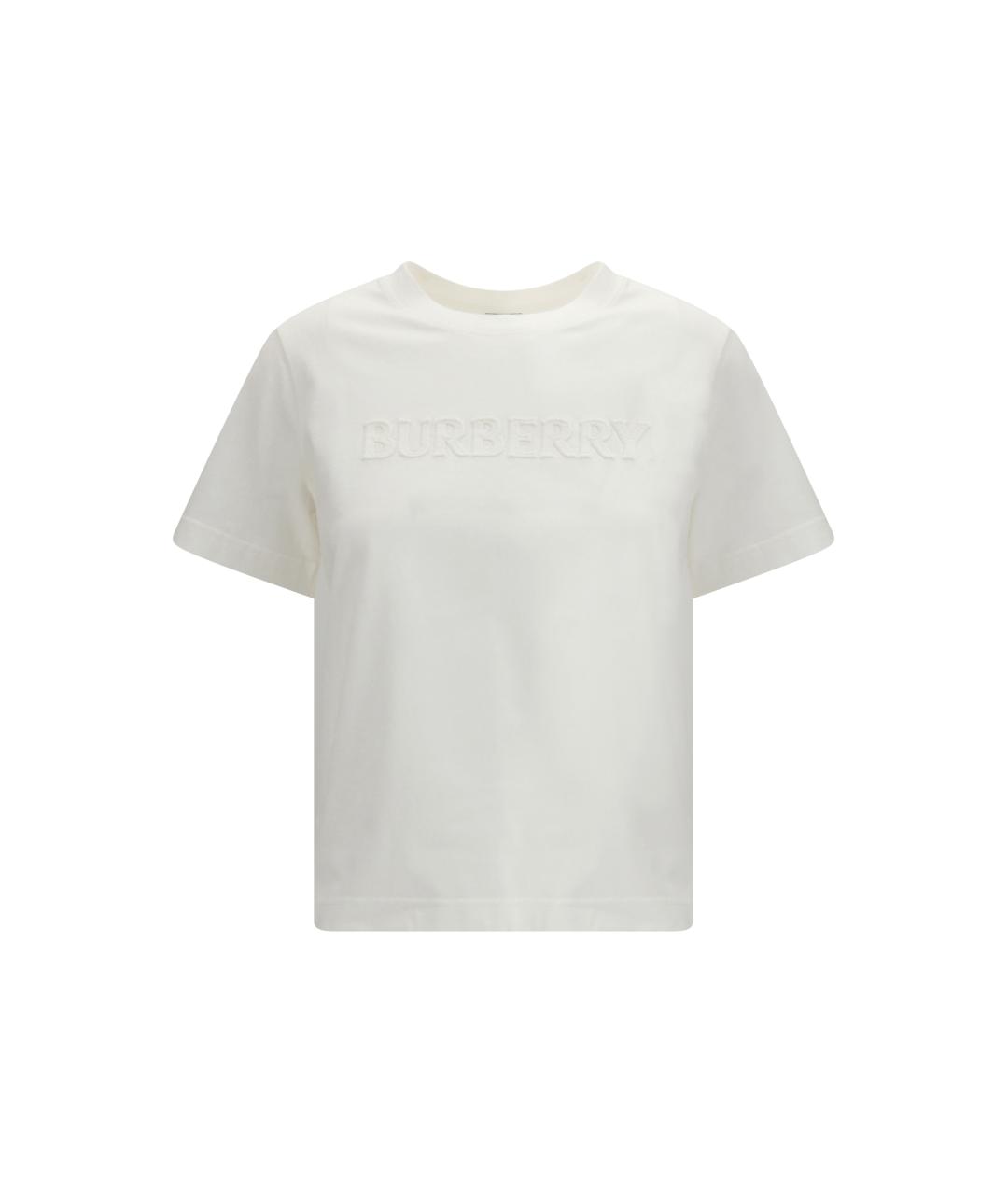 BURBERRY Белая хлопковая футболка, фото 4