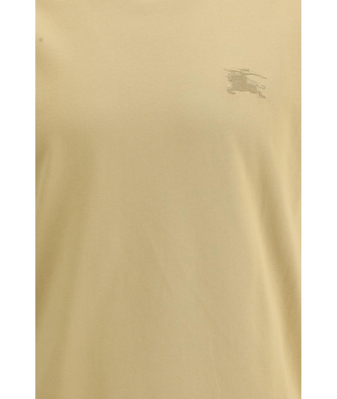 BURBERRY Бежевая хлопковая футболка, фото 3