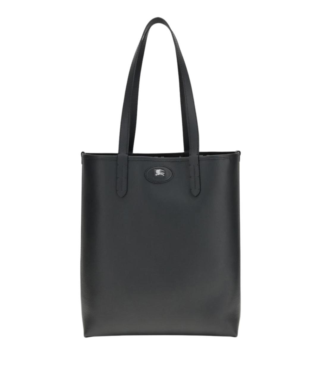 BURBERRY Черная кожаная сумка тоут, фото 1