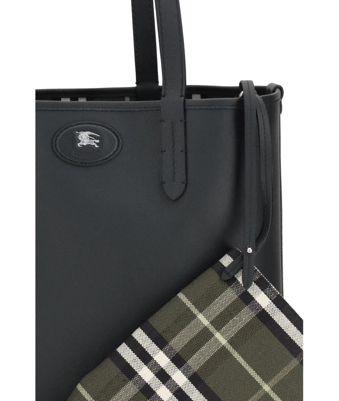 BURBERRY Черная кожаная сумка тоут, фото 4