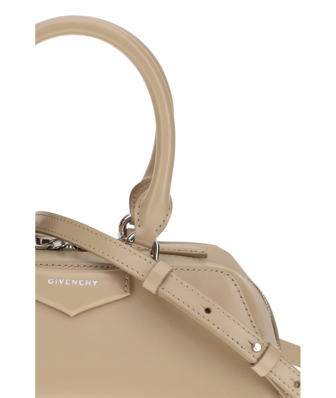 GIVENCHY Бежевая кожаная сумка с короткими ручками, фото 4