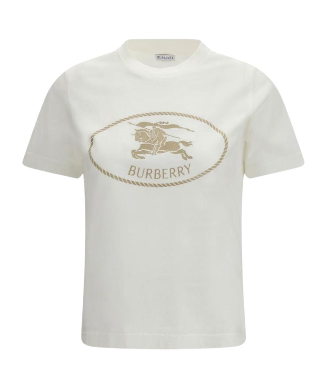 BURBERRY Белая хлопковая футболка, фото 1