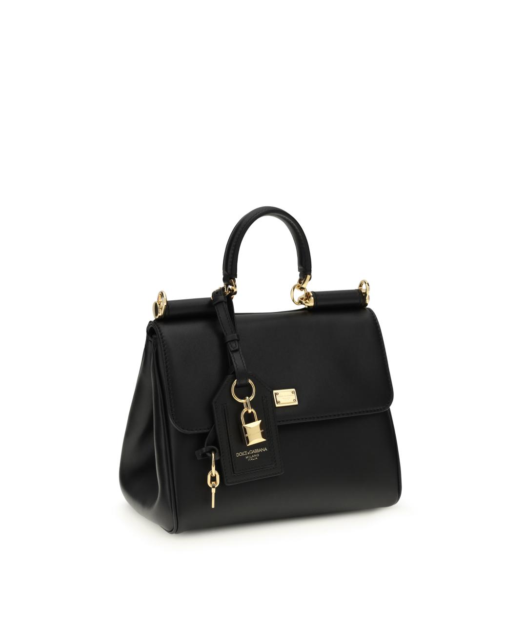 DOLCE&GABBANA Черная кожаная сумка тоут, фото 2