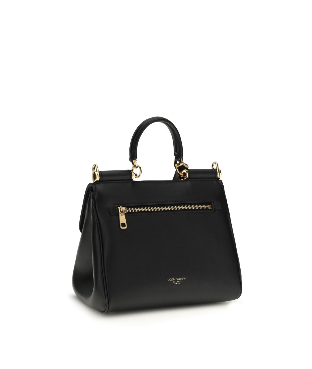 DOLCE&GABBANA Черная кожаная сумка тоут, фото 3