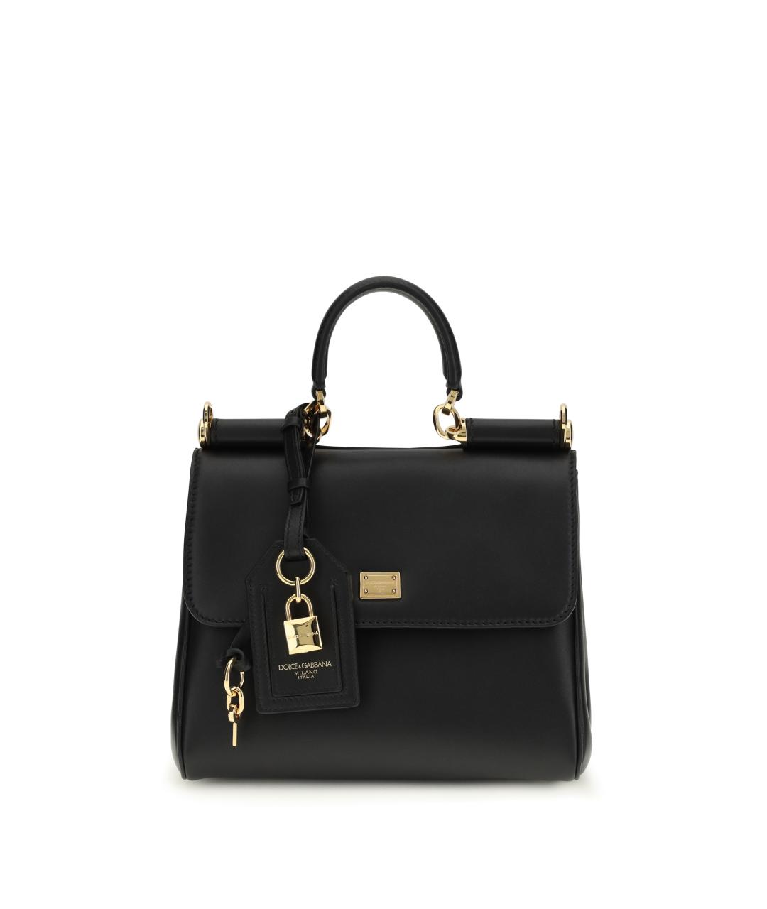 DOLCE&GABBANA Черная кожаная сумка тоут, фото 1