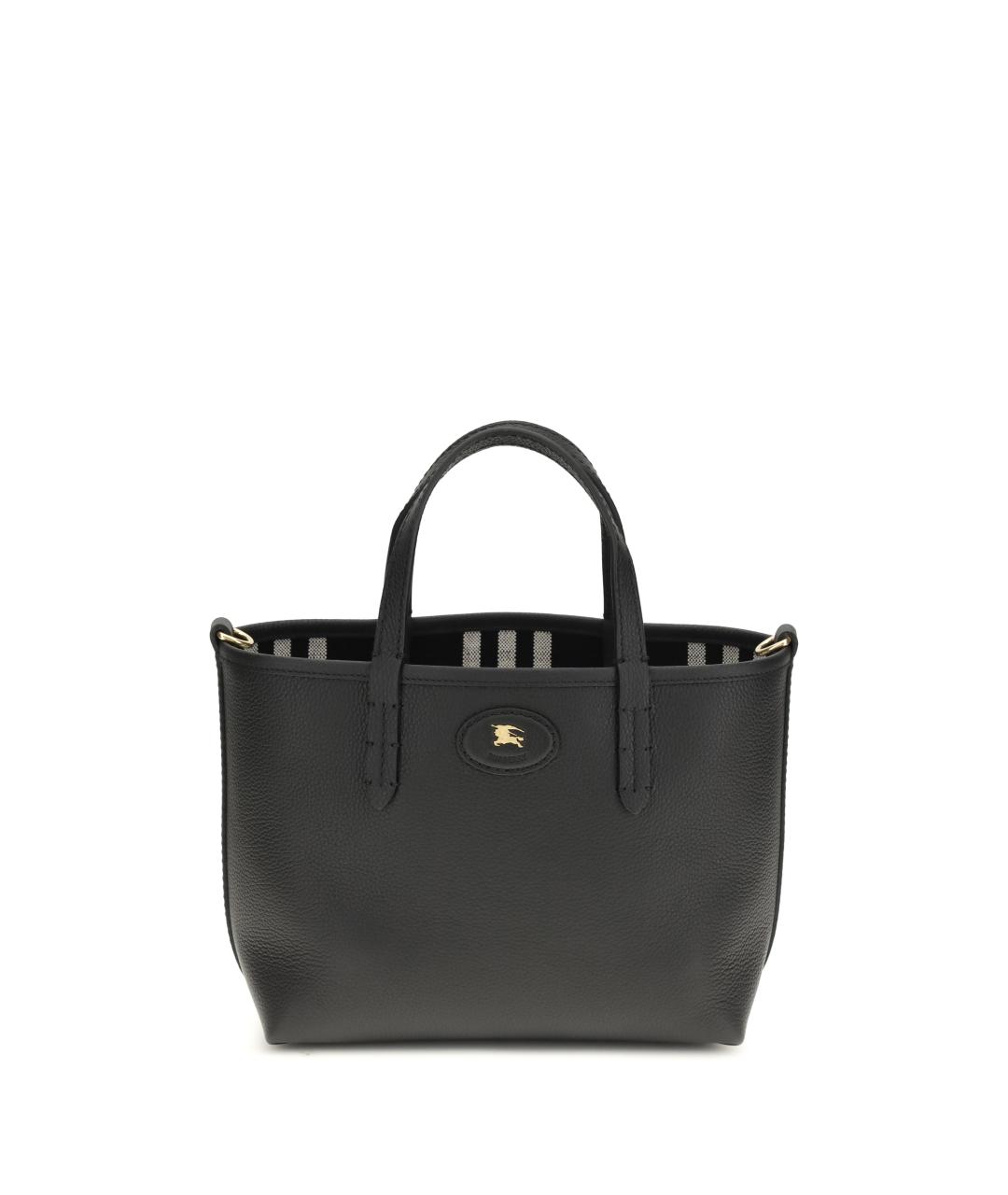 BURBERRY Черная кожаная сумка тоут, фото 1