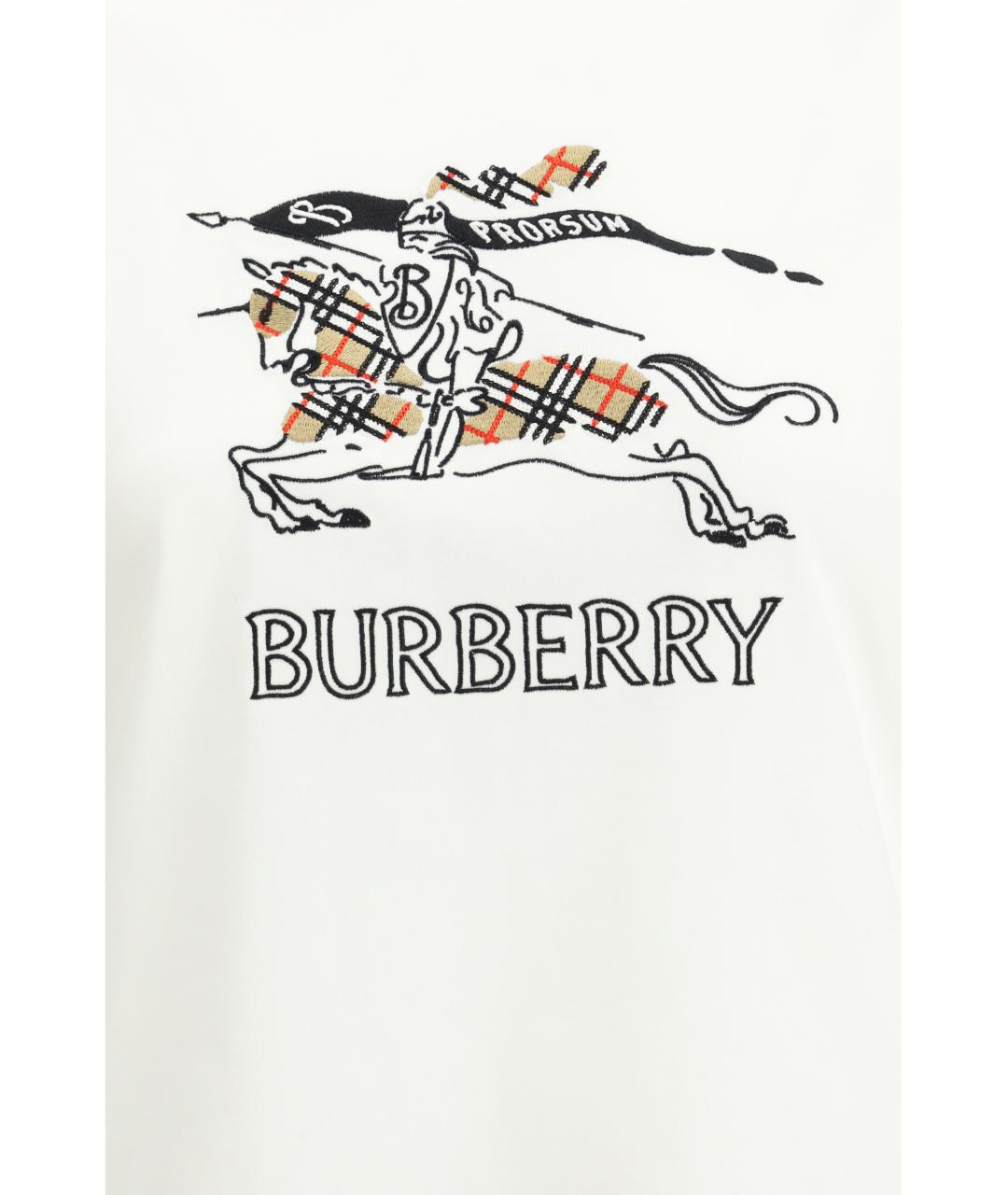 BURBERRY Белая хлопковая футболка, фото 3