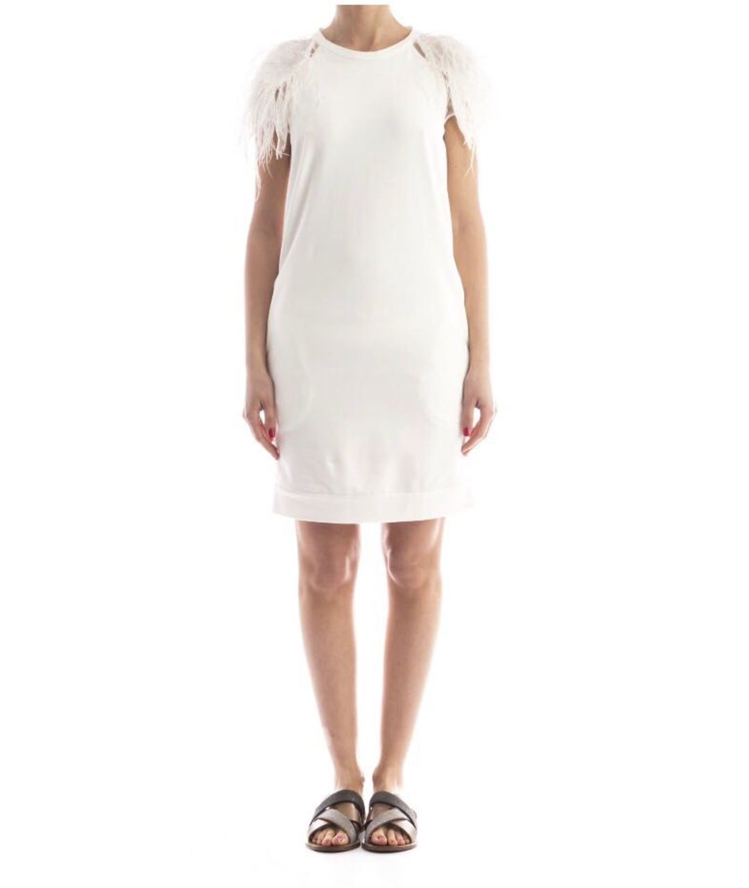 BRUNELLO CUCINELLI Белое хлопко-эластановое повседневное платье, фото 4