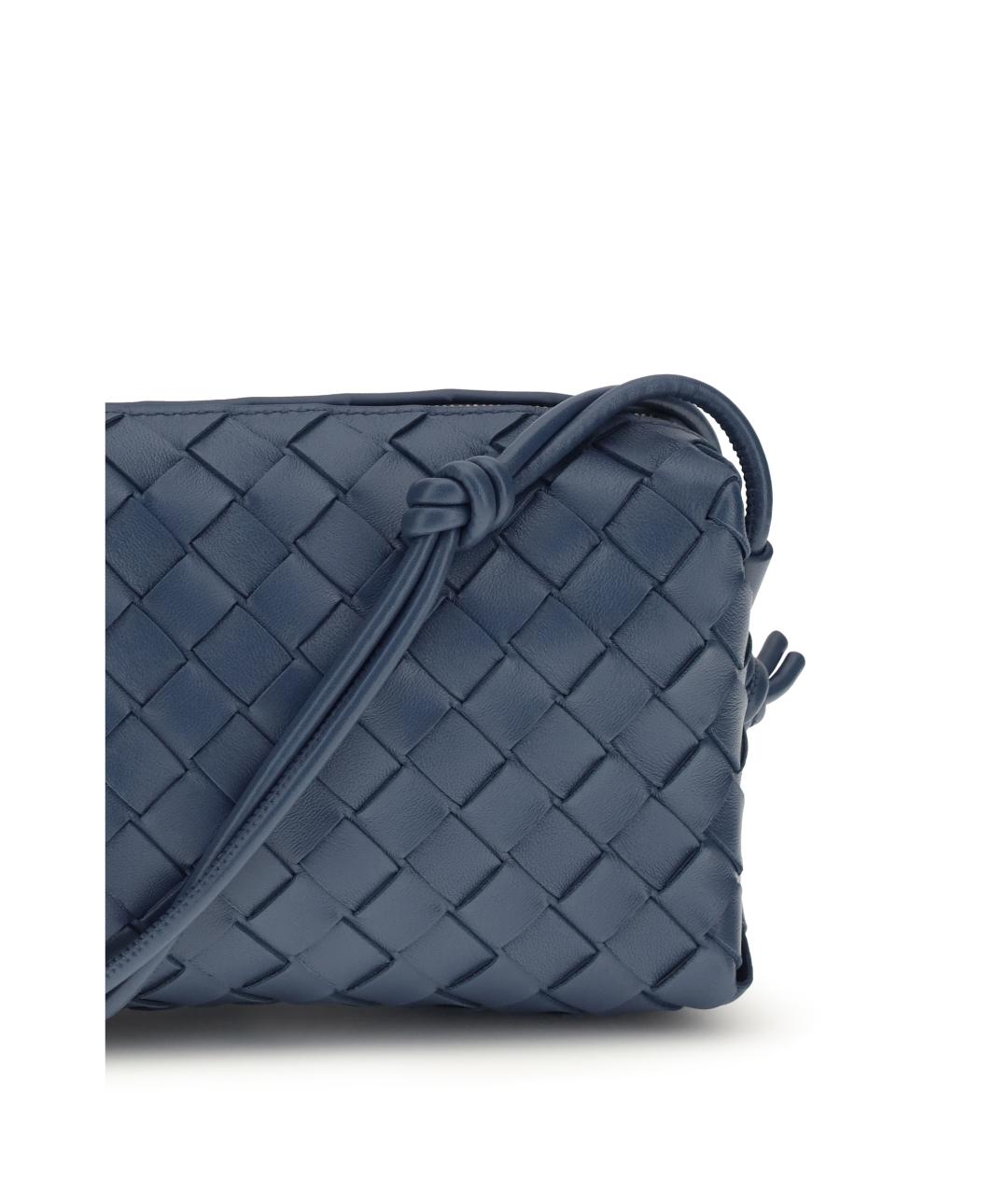 BOTTEGA VENETA Синяя кожаная сумка через плечо, фото 4