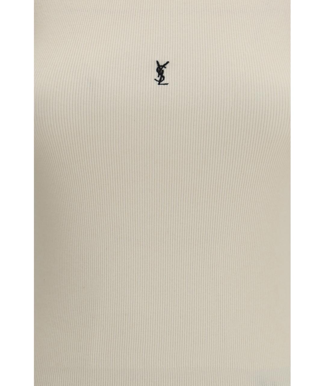 SAINT LAURENT Бежевая хлопковая майка, фото 3