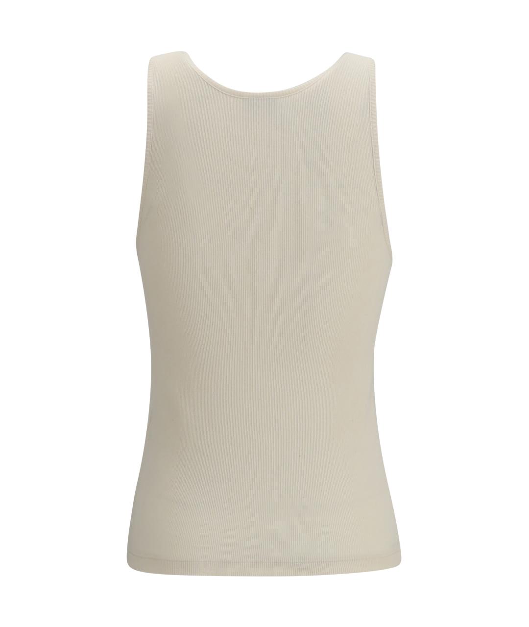 SAINT LAURENT Бежевая хлопковая майка, фото 2