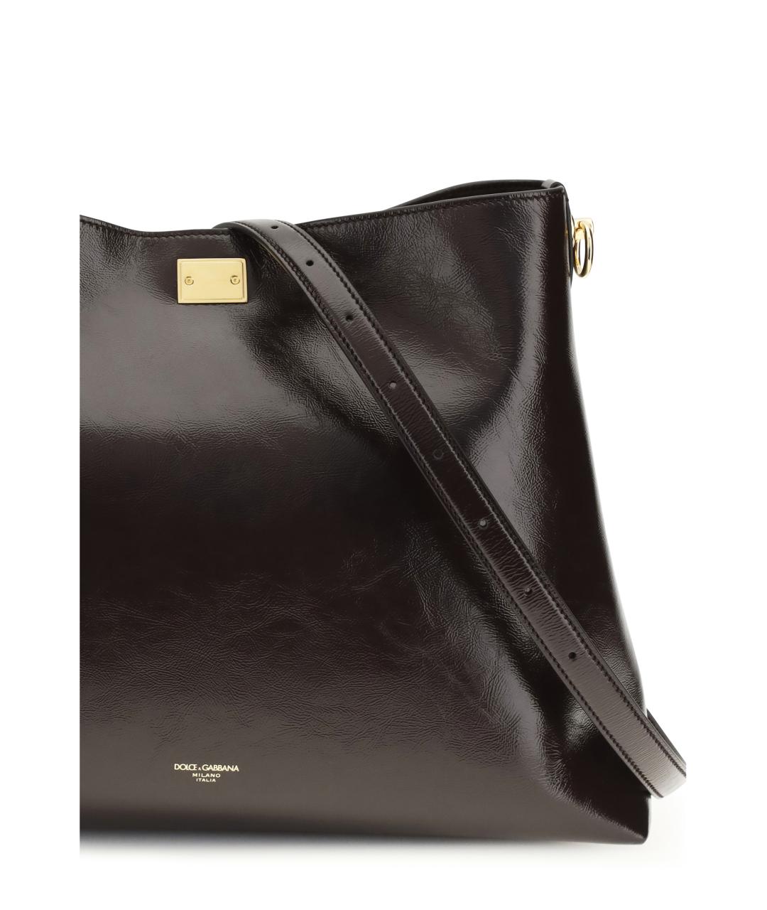 DOLCE&GABBANA Коричневая кожаная сумка через плечо, фото 4