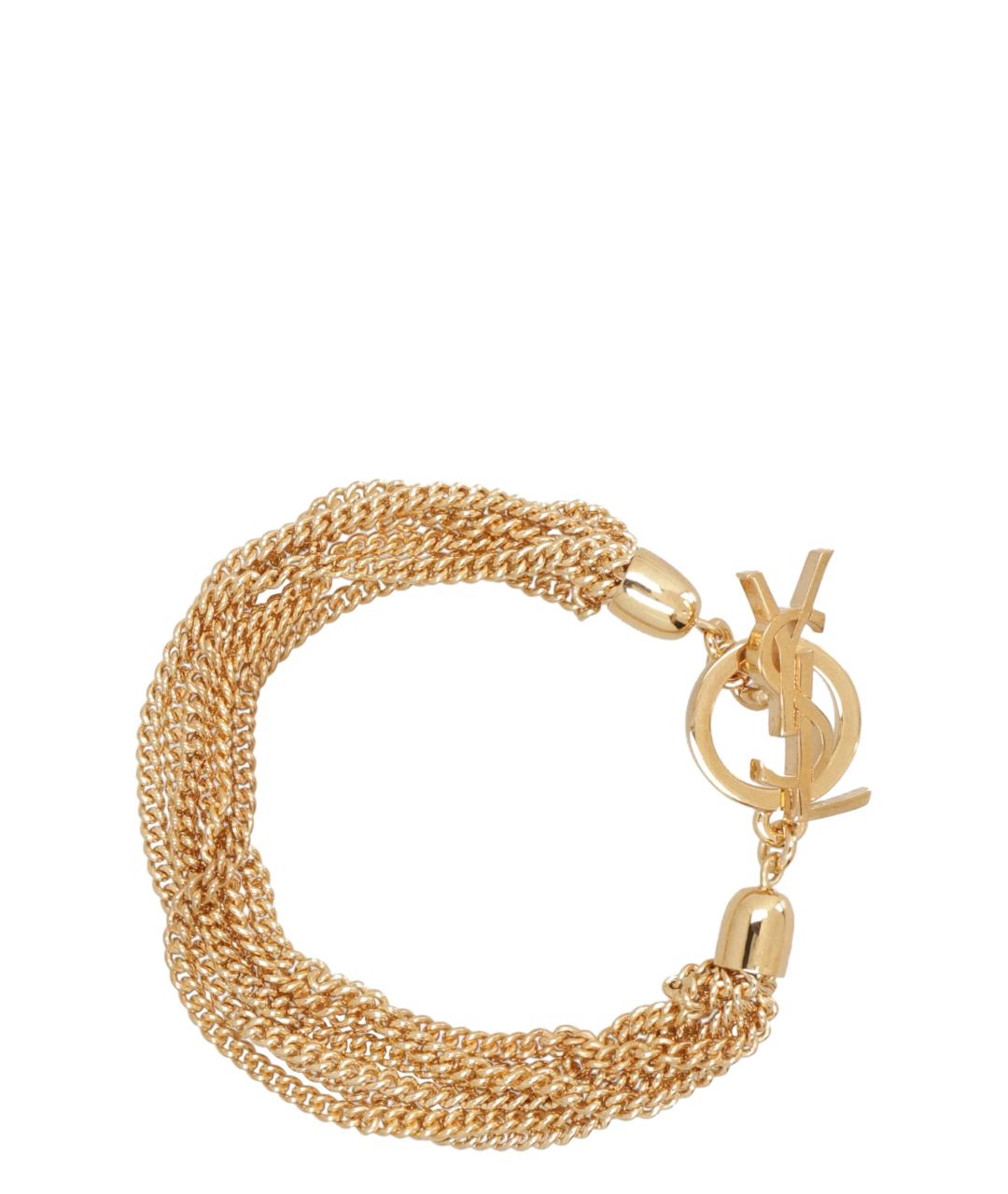 SAINT LAURENT Золотой латунный браслет, фото 1