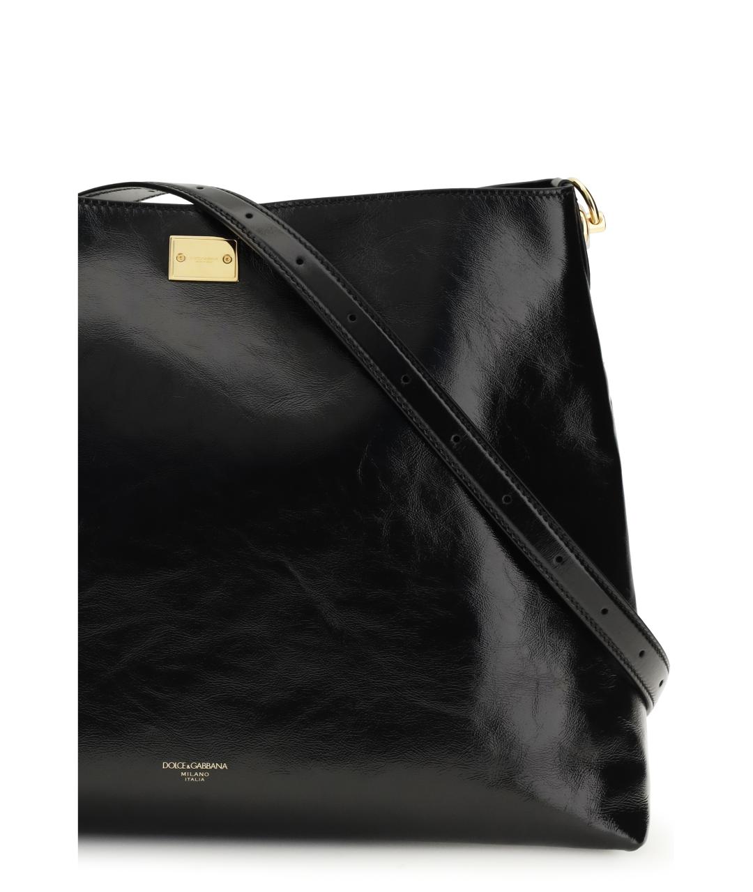 DOLCE&GABBANA Черная кожаная сумка через плечо, фото 4