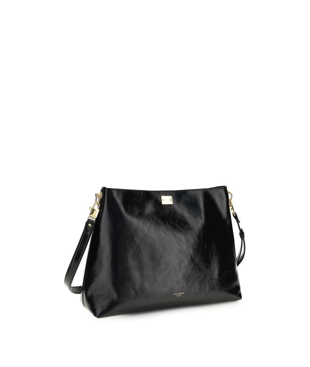 DOLCE&GABBANA Черная кожаная сумка через плечо, фото 2