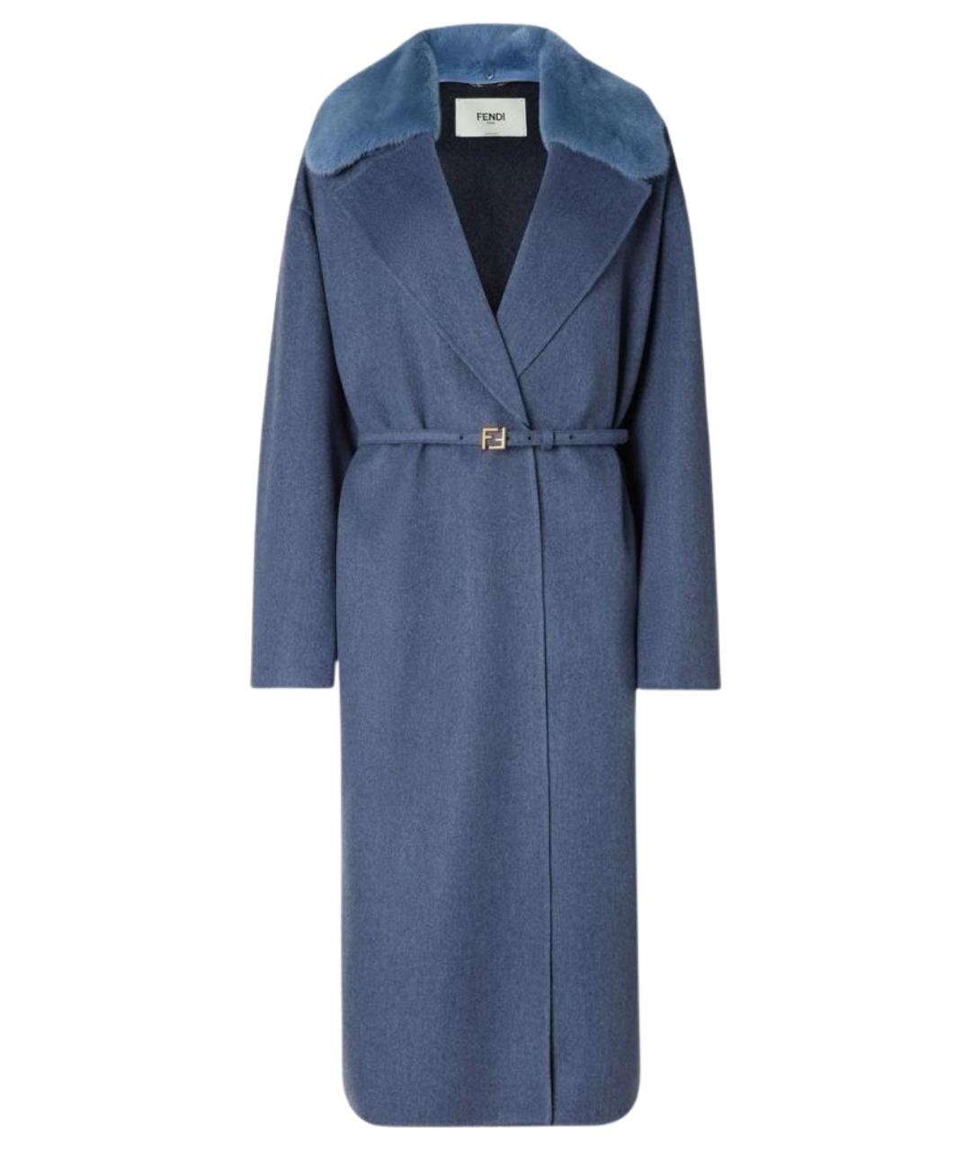 FENDI Синее кашемировое пальто, фото 1