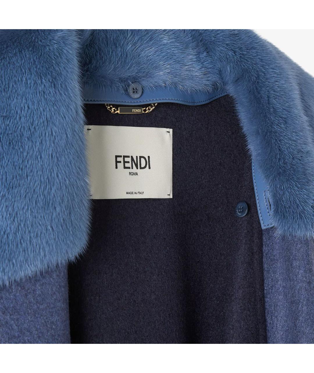 FENDI Синее кашемировое пальто, фото 5