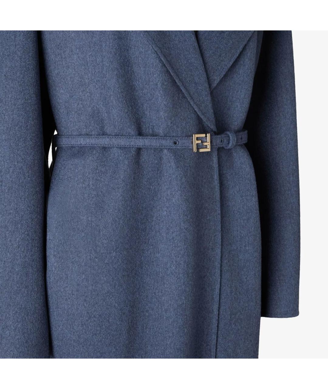 FENDI Синее кашемировое пальто, фото 4