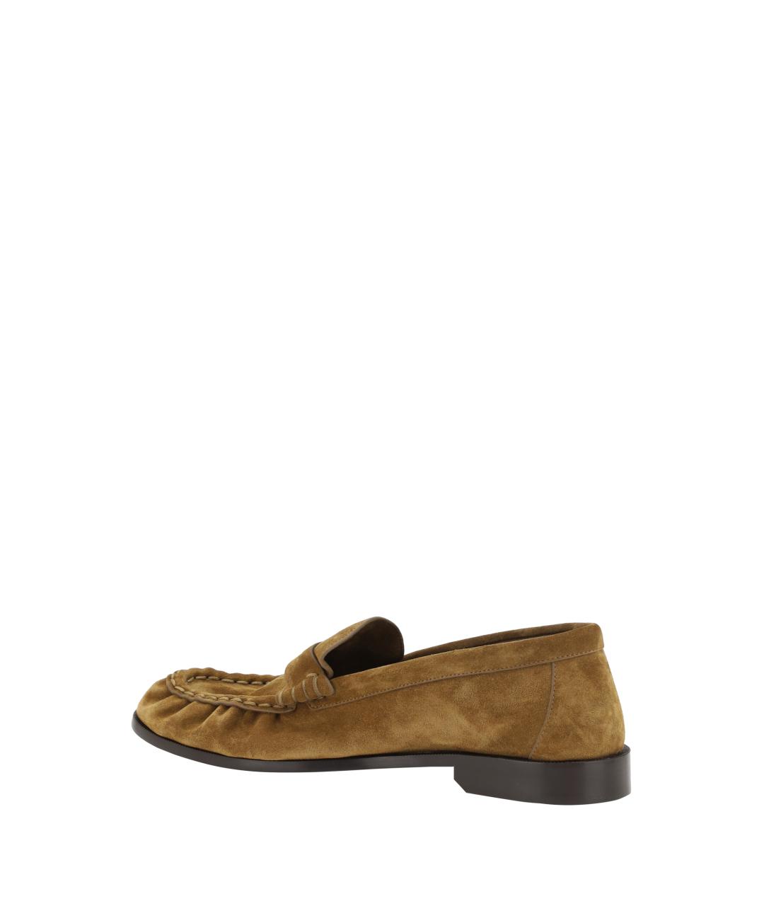 SAINT LAURENT Горчичные кожаные лоферы, фото 3