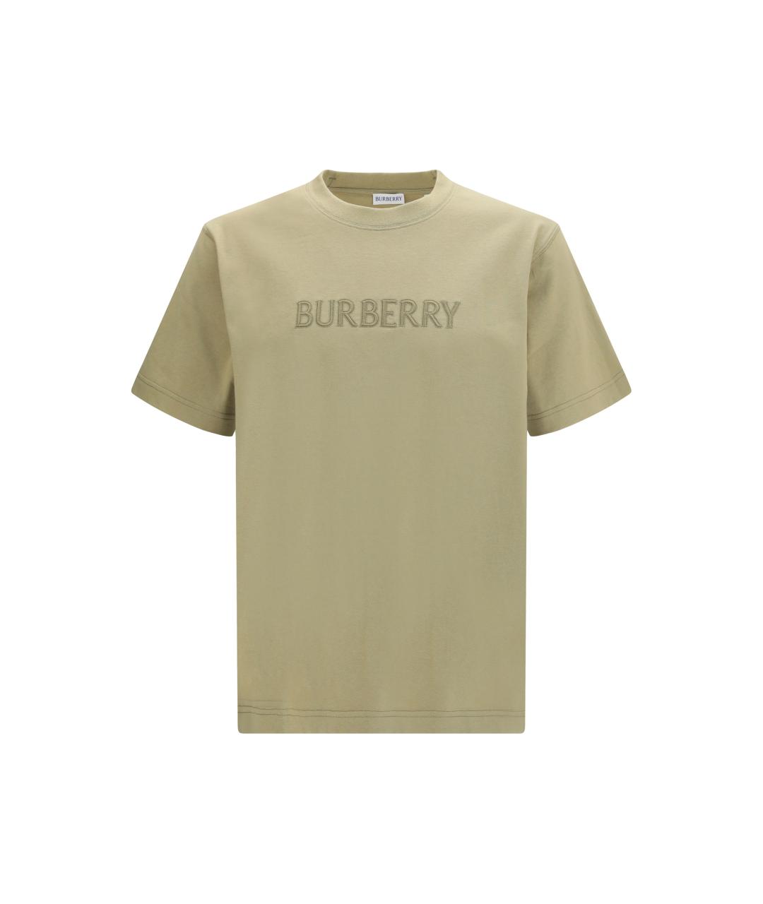 BURBERRY Бежевая хлопковая футболка, фото 4