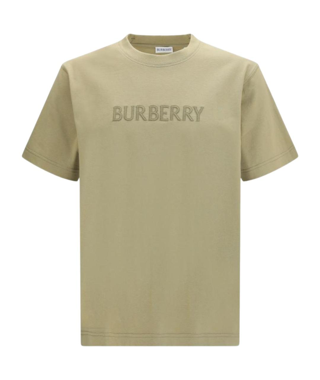 BURBERRY Бежевая хлопковая футболка, фото 1