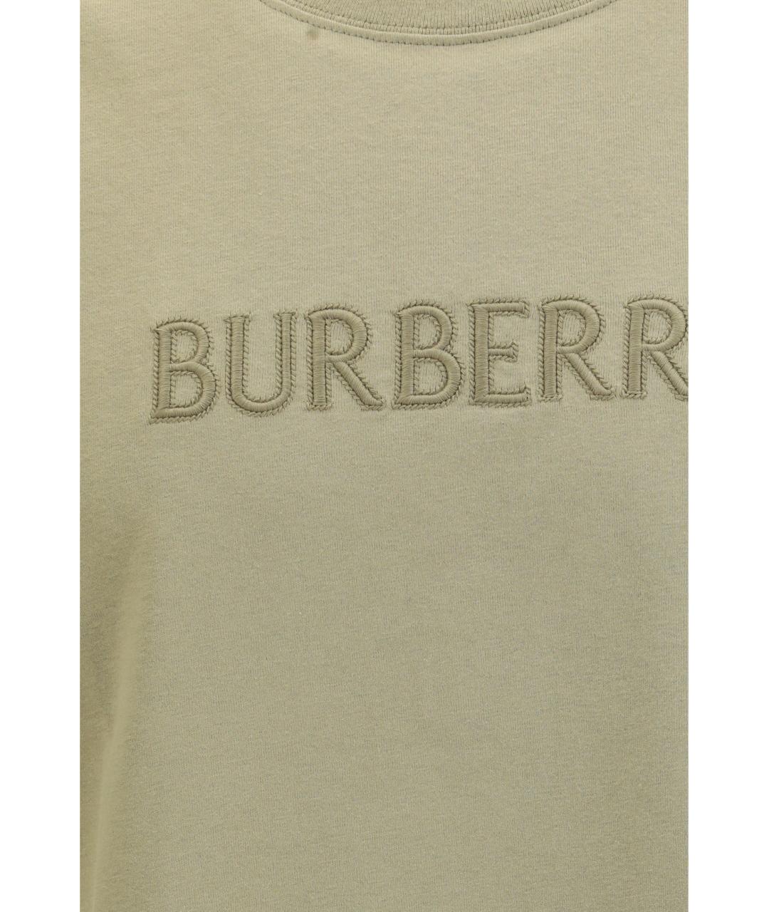 BURBERRY Бежевая хлопковая футболка, фото 3