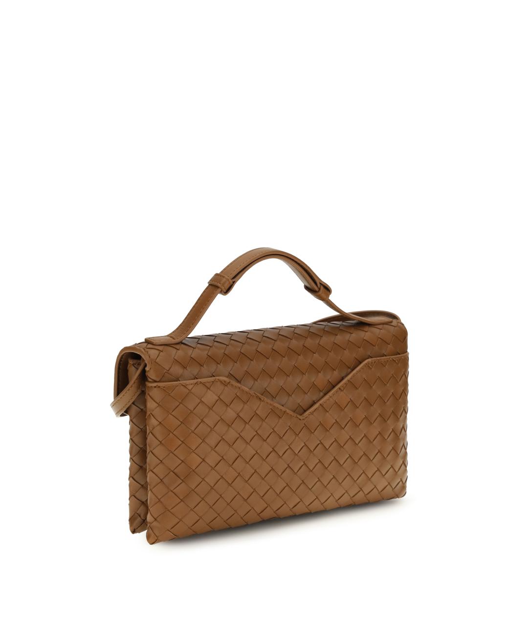 BOTTEGA VENETA Коричневая кожаная сумка через плечо, фото 3