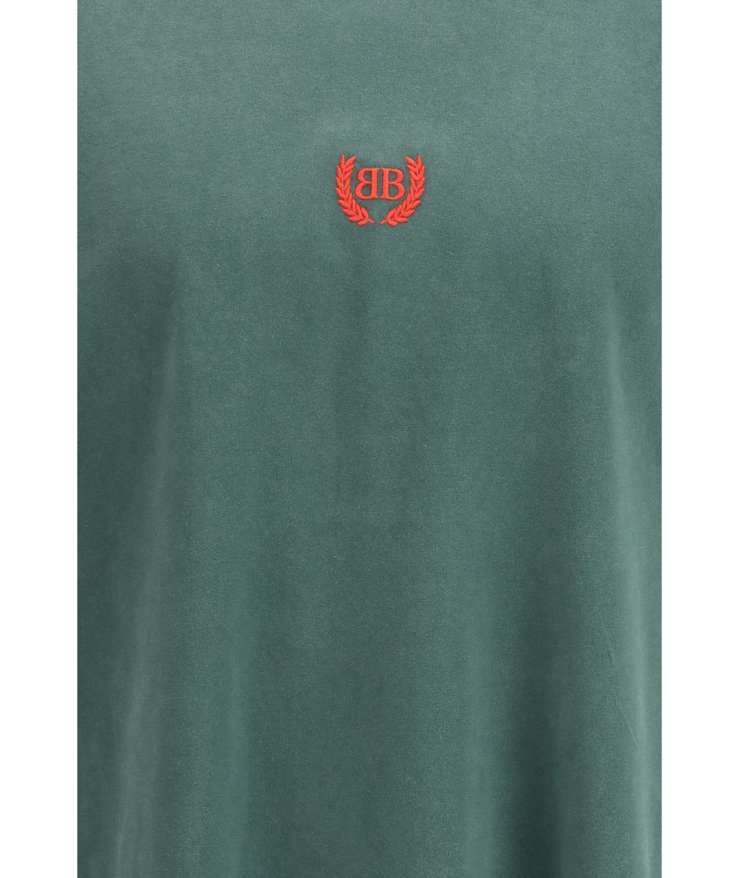 BALENCIAGA Зеленая хлопковая футболка, фото 3