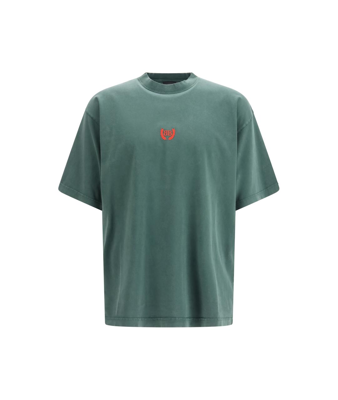 BALENCIAGA Зеленая хлопковая футболка, фото 4
