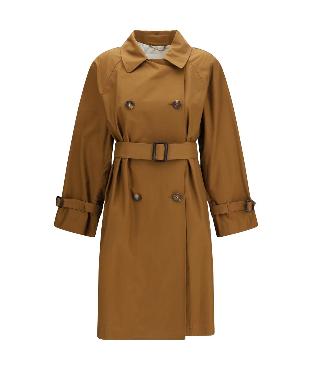 MAX MARA Коричневый хлопковый тренч/плащ, фото 1