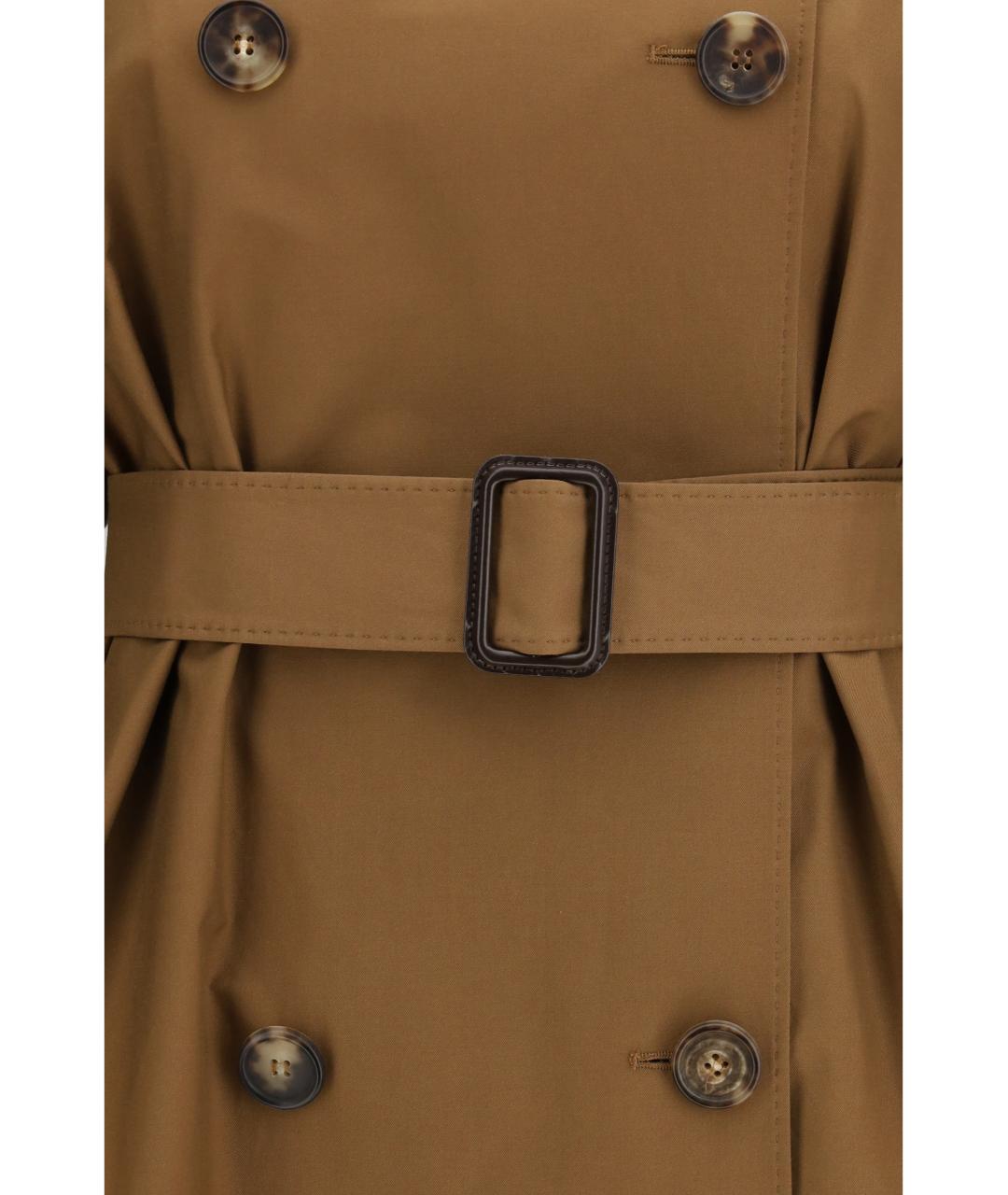 MAX MARA Коричневый хлопковый тренч/плащ, фото 3