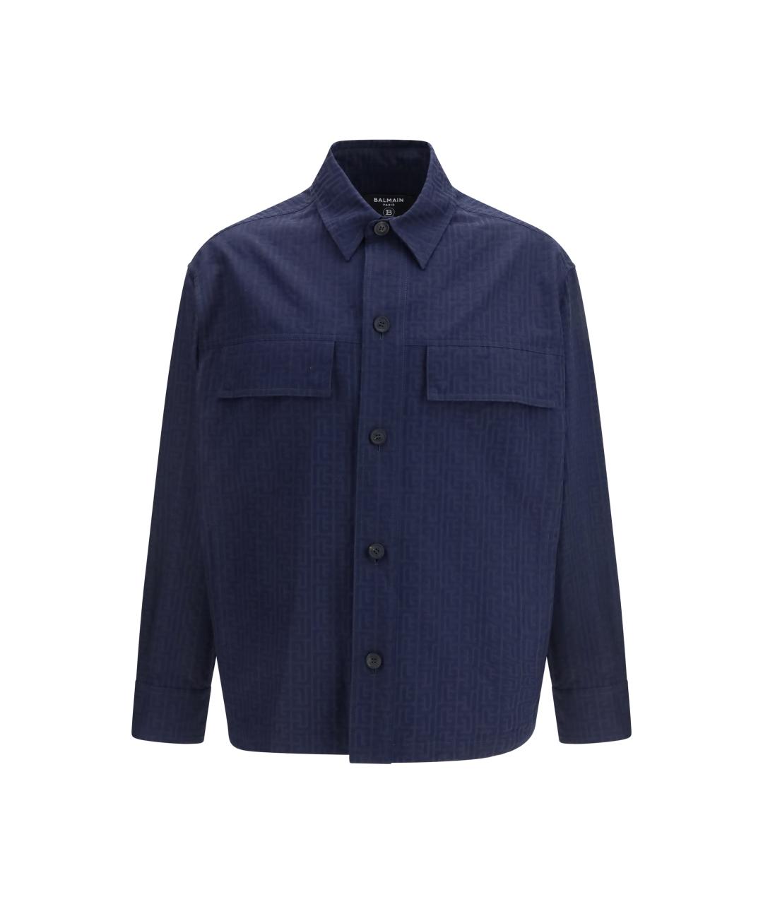 BALMAIN Темно-синяя хлопковая кэжуал рубашка, фото 1